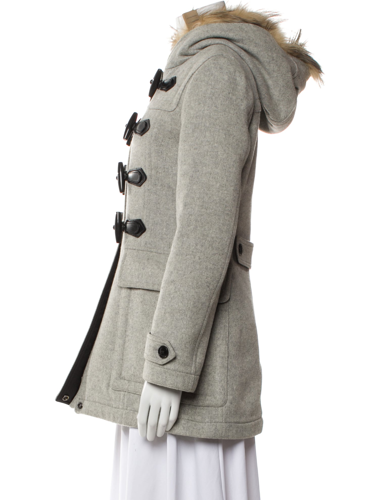 Burberry Wool Printed Fur Coat